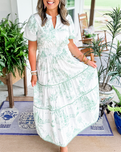 Elva™ | Klassisk Toile Maxiklänning