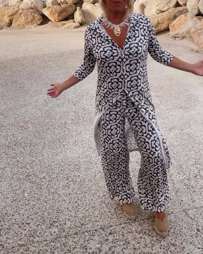 Elva™ | Vintageinspirerad Ensemble med Revers och Knappar