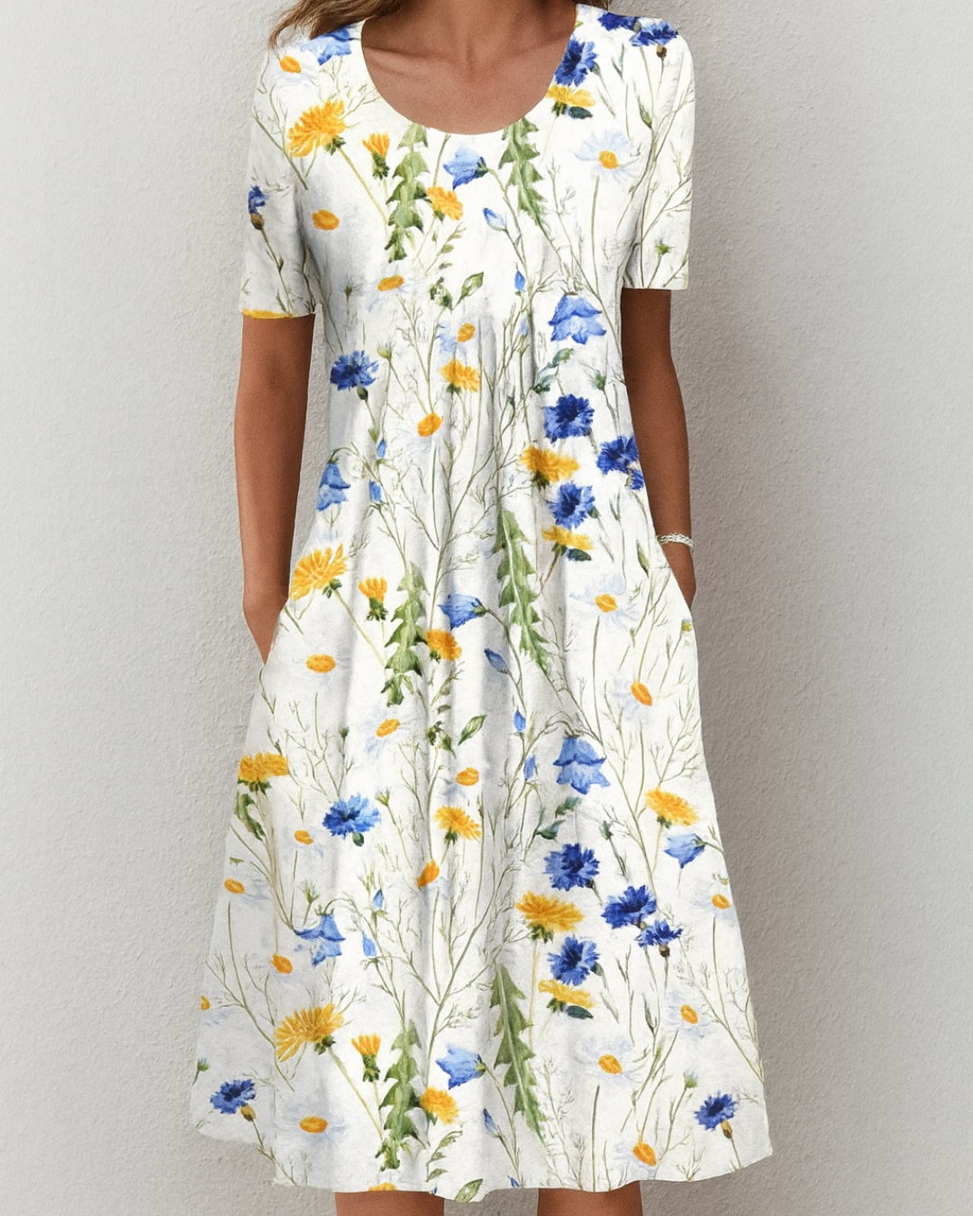 Elva™ | Stilfull och Vardaglig Blommig Klänning med Fickor