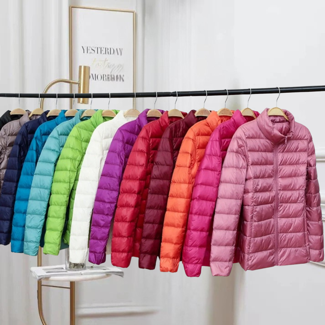 Elva Stockholm™ | Ultralätt Jacka med Vita Ankorfjädrar – Nya färger