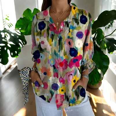 Gisela™ - Vintage Blommig Somrig Vardagsblus