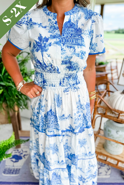 Elva™ | Klassisk Toile Maxiklänning
