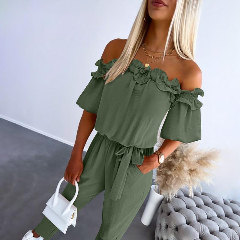 Elva™ | Off-Shoulder Byxdress med Volang