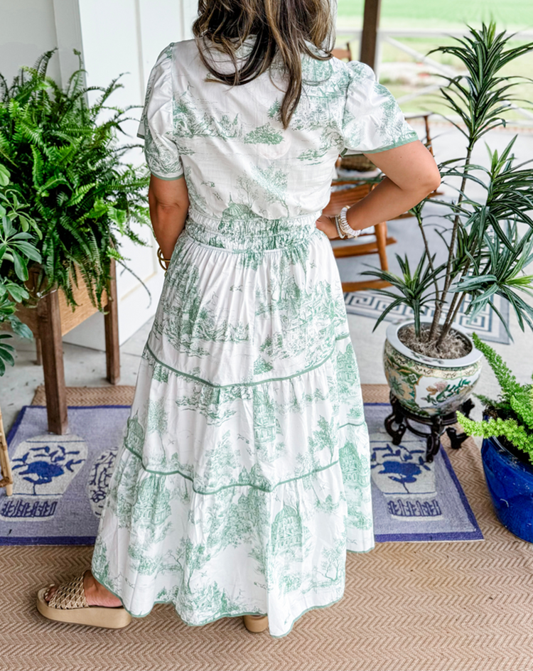 Elva™ | Klassisk Toile Maxiklänning
