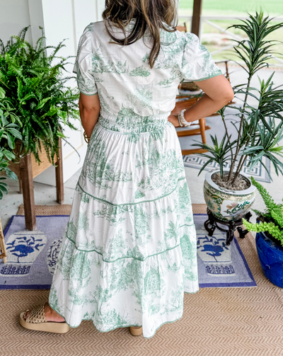 Elva™ | Klassisk Toile Maxiklänning