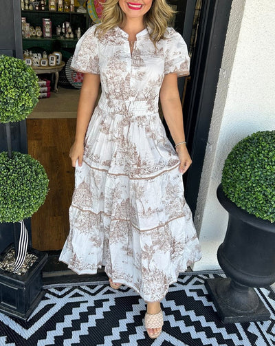 Elva™ | Klassisk Toile Maxiklänning