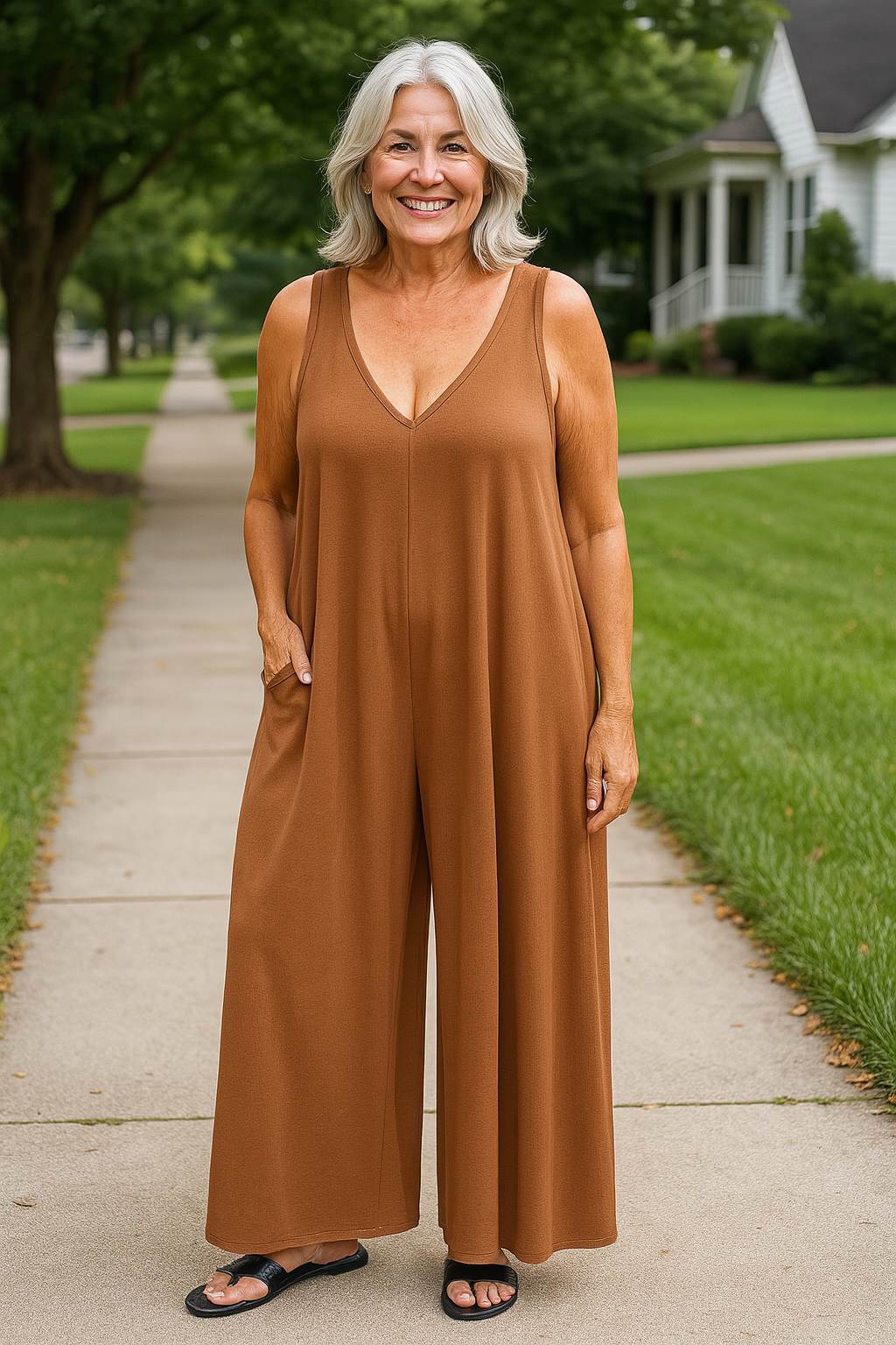 Elva™ | Ärm­lös Byxdress med Vida Ben