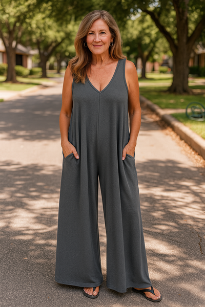 Elva™ | Ärm­lös Byxdress med Vida Ben