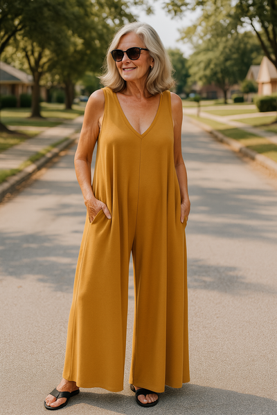 Elva™ | Ärm­lös Byxdress med Vida Ben