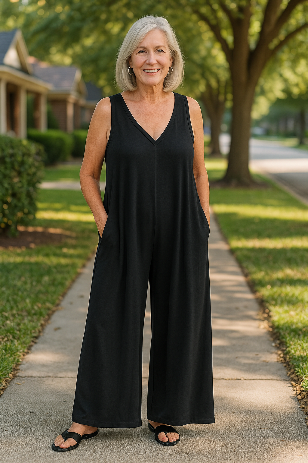 Elva™ | Ärm­lös Byxdress med Vida Ben