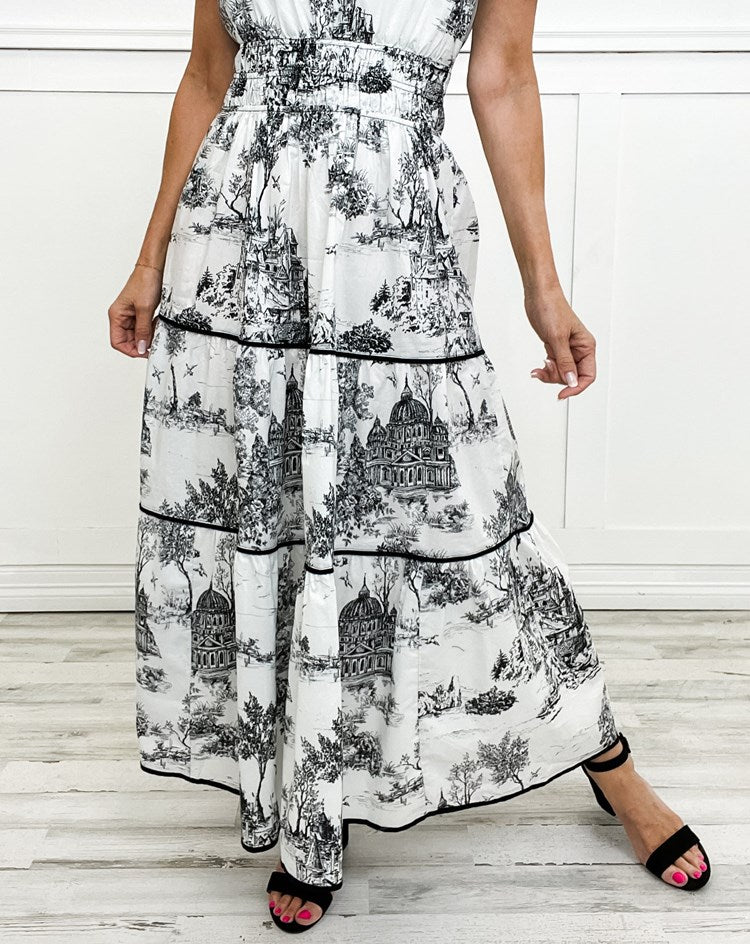 Elva™ | Klassisk Toile Maxiklänning