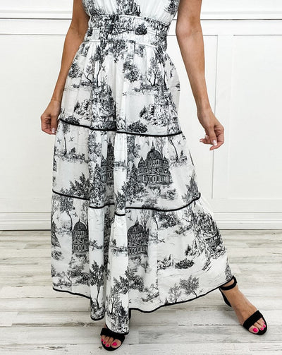 Elva™ | Klassisk Toile Maxiklänning