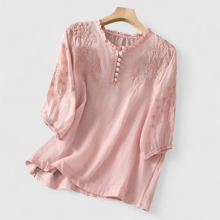 Elva™ | Elegant Blus med Knappframkan