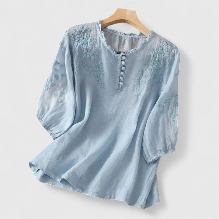 Elva™ | Elegant Blus med Knappframkan