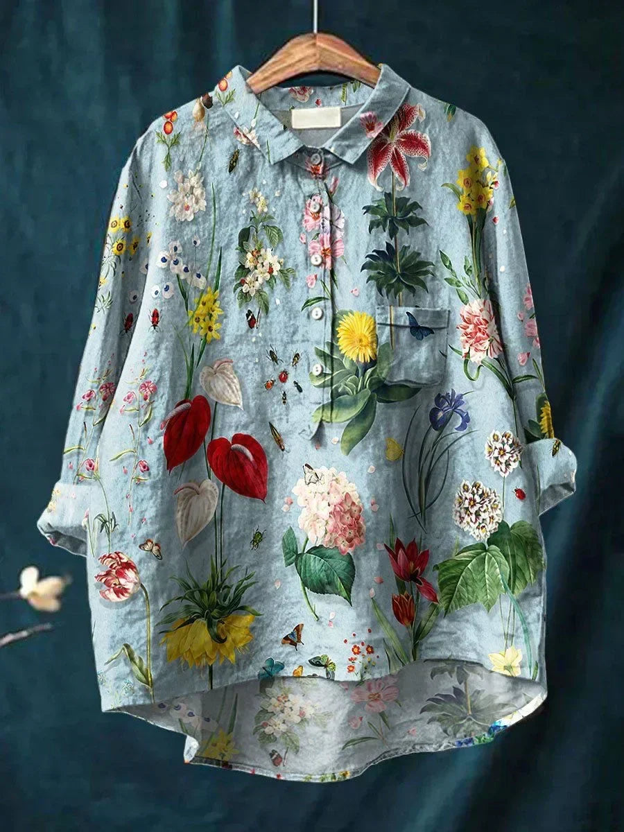Elva™ | Elegant Skjorta med Blommönster