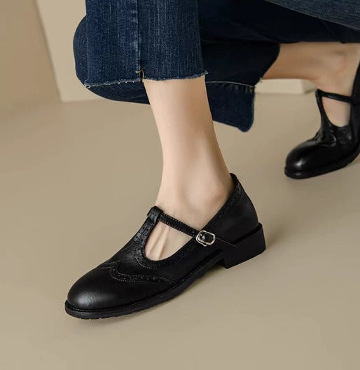 Elva™ | Sofistikerade Mary Janes i Läder