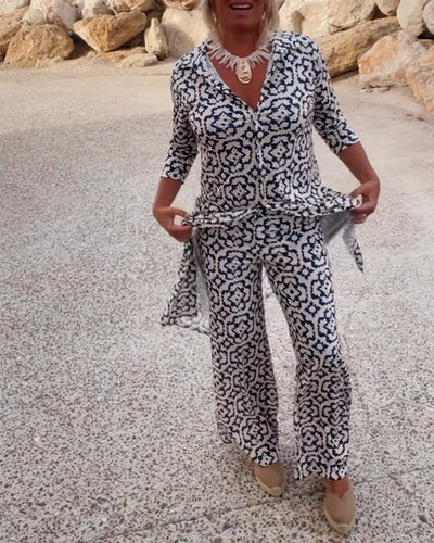 Elva™ | Vintageinspirerad Ensemble med Revers och Knappar
